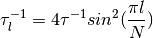 \tau_l^{-1} = 4 \tau^{-1} sin^2(\frac{\pi l}{N})