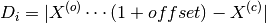 D_{i} = |X^{(o)}\cdots(1+offset) - X^{(c)}|