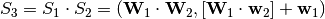 S_3 = S_1 \cdot S_2 = \left(\mathbf{W}_1 \cdot \mathbf{W}_2, \left[\mathbf{W}_1 \cdot \mathbf{w}_2\right] + \mathbf{w}_1\right)