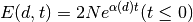 E(d, t) = 2Ne^{\alpha(d) t}   (t \leq 0)