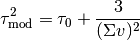 \tau_{\mathrm{mod}}^2 = \tau_0 + \frac{3}{(\Sigma v)^2}