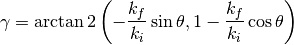 \gamma=\arctan2\left(-\frac{k_f}{k_i}\sin\theta, 1-\frac{k_f}{k_i}\cos\theta\right)