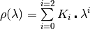 \rho(\lambda) =\sum\limits_{i=0}^{i=2} K_{i}\centerdot\lambda^i