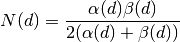 N(d) = \frac{\alpha(d)\beta(d)}{2(\alpha(d)+\beta(d))}