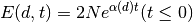 E(d, t) = 2Ne^{\alpha(d) t} (t \leq 0)