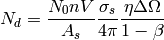 N_d = \frac{N_0 nV}{A_s} \frac{\sigma_s}{4\pi} \frac{\eta\Delta\Omega}{1-\beta}