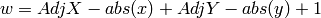 w = AdjX - abs(x) + AdjY - abs(y) + 1