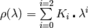 \rho(\lambda) =\sum\limits_{i=0}^{i=2} K_{i}\centerdot\lambda^i