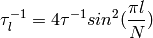 \tau_l^{-1} = 4 \tau^{-1} sin^2(\frac{\pi l}{N})