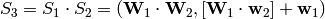 S_3 = S_1 \cdot S_2 = \left(\mathbf{W}_1 \cdot \mathbf{W}_2, \left[\mathbf{W}_1 \cdot \mathbf{w}_2\right] + \mathbf{w}_1\right)