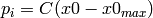 p_i = C(x0-x0_{max})