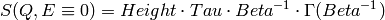 S(Q,E\equiv 0)=Height \cdot Tau \cdot Beta^{-1} \cdot \Gamma(Beta^{-1})