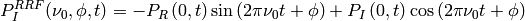 P_I^{RRF} (\nu_0, \phi, t)= - P_R\left(0,t\right) \sin\left(2\pi\nu_0 t + \phi\right) + P_I\left(0,t\right) \cos\left(2\pi\nu_0 t + \phi\right)