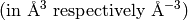 (\rm {in \ \AA^3 \ respectively \ \AA^{-3}})