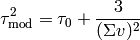 \tau_{\mathrm{mod}}^2 = \tau_0 + \frac{3}{(\Sigma v)^2}
