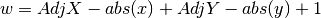 w = AdjX - abs(x) + AdjY - abs(y) + 1