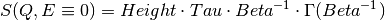 S(Q,E\equiv 0)=Height \cdot Tau \cdot Beta^{-1} \cdot \Gamma(Beta^{-1})