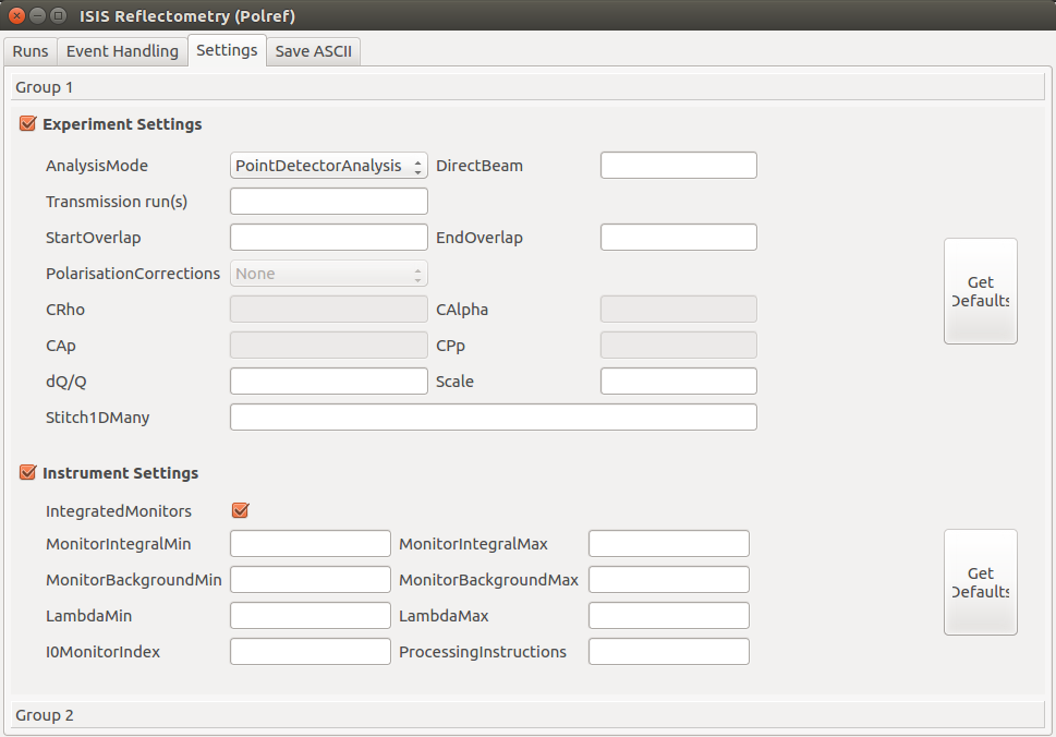 Showing view of the settings tab.