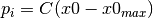 p_i = C(x0-x0_{max})