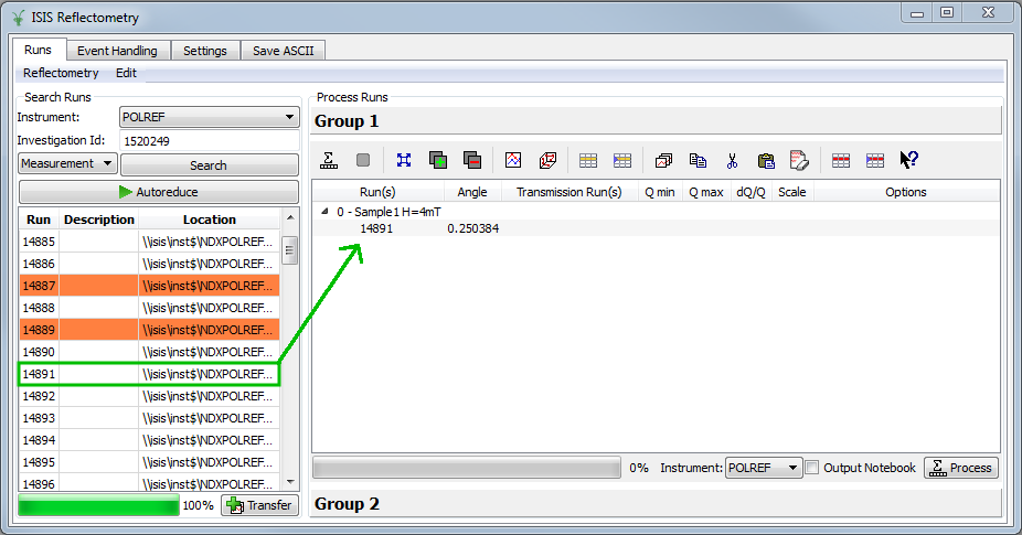 Failed transfer will be highlighted in orange, successful transfer is put into processing table