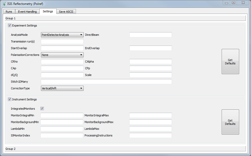 Showing view of the settings tab.