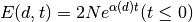 E(d, t) = 2Ne^{\alpha(d) t} (t \leq 0)