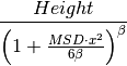 \frac{Height}{\left(1 + \frac{MSD\cdot x^2}{6 \beta}\right)^\beta}