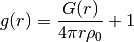 g(r)=\frac{G(r)}{4\pi r\rho_0}+1