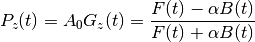 P_z(t) = A_0G_z(t) = \frac{F(t) - \alpha B(t)}{F(t) + \alpha B(t)}