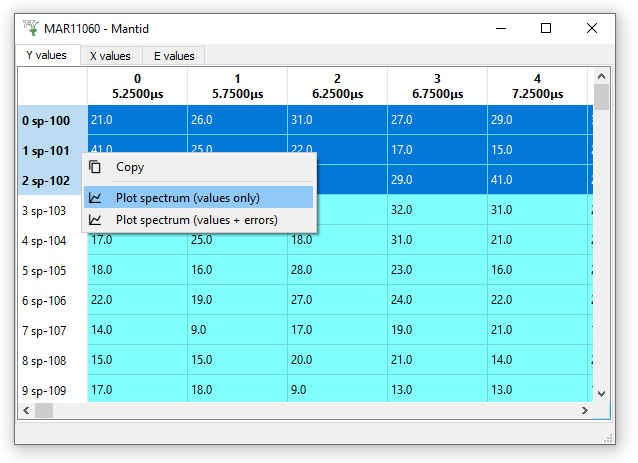 Select "Plot spectrum (values only)"