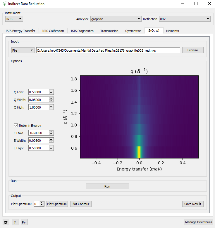 The Indirect Data Reduction GUI in the Workbench.